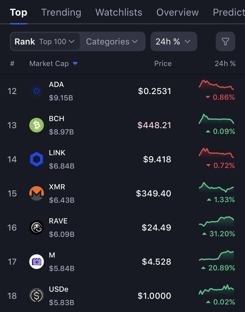 Rave chễm chệ trên TOP 16 vốn hóa